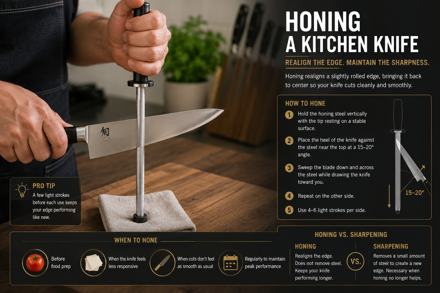 Honing a kitchen knife