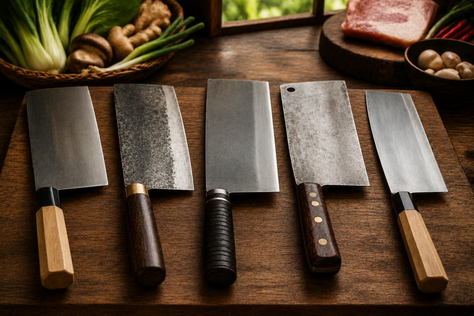 Different cleaver styles from several culinary traditions