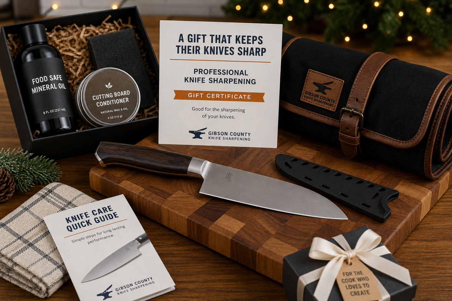 Kitchen knife care gifts including a chef
