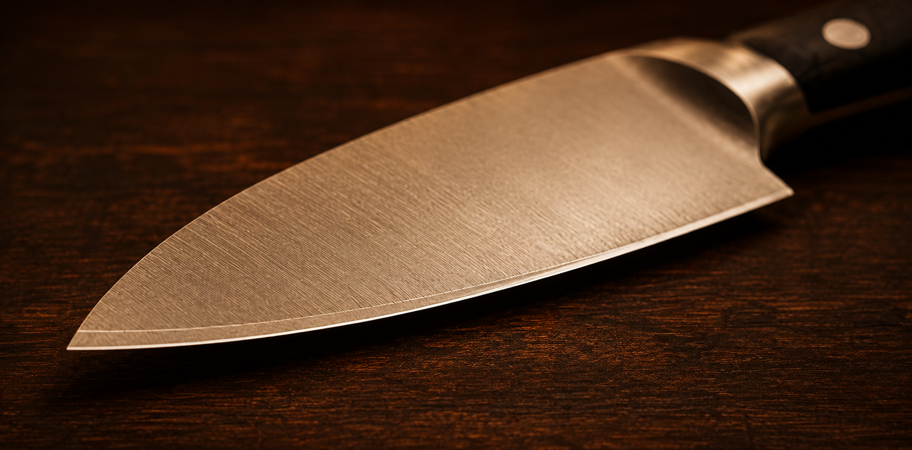 Kitchen knife edge showing a small secondary micro-bevel