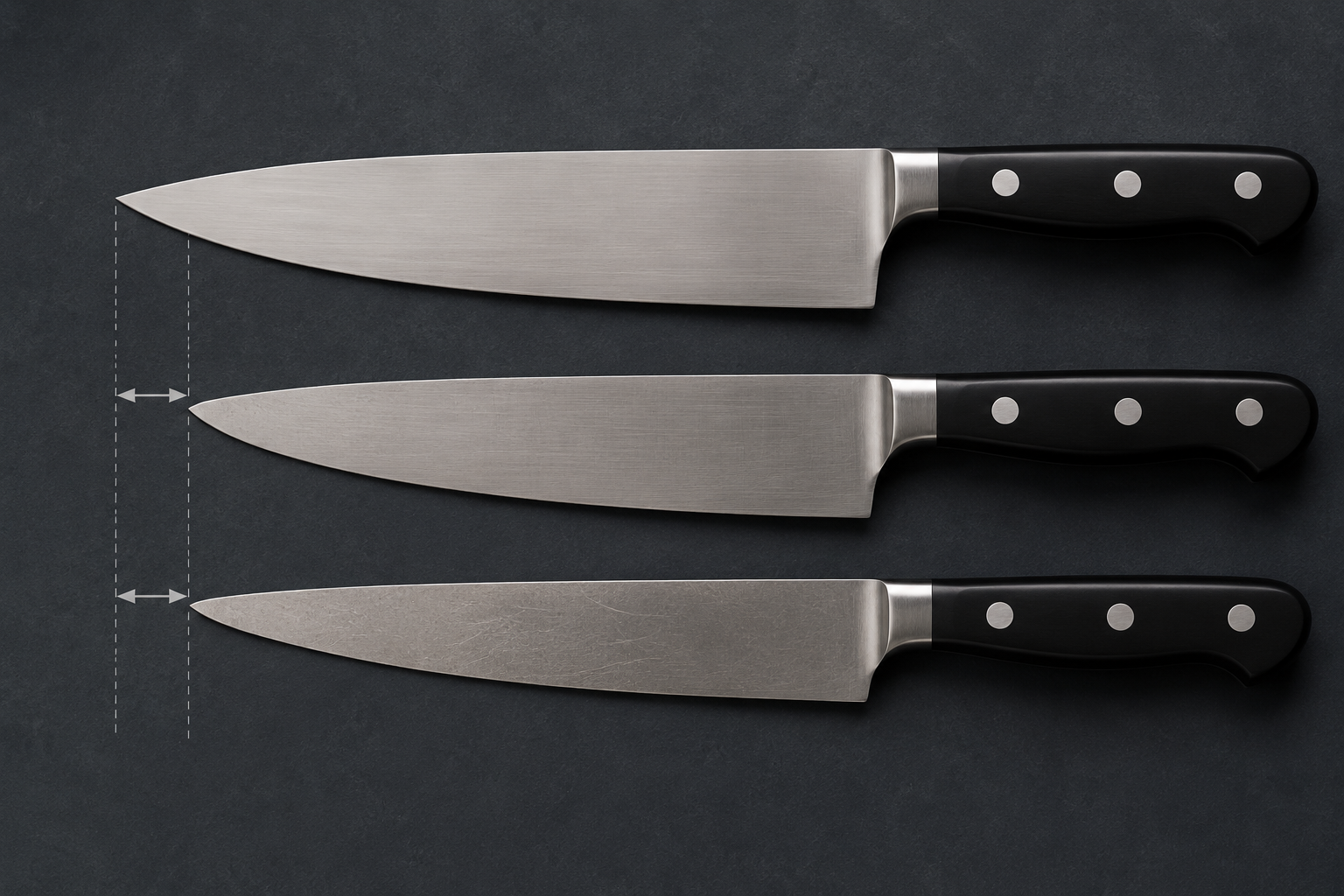 Chef knife being sharpened carefully with minimal metal removal