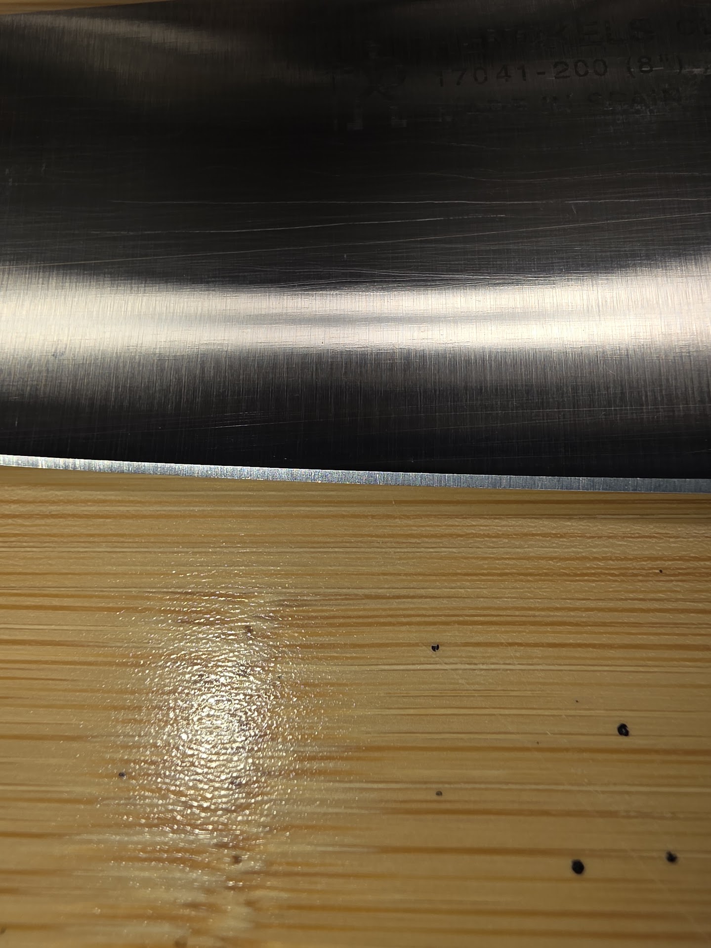 Knife edge after chip repair and sharpening