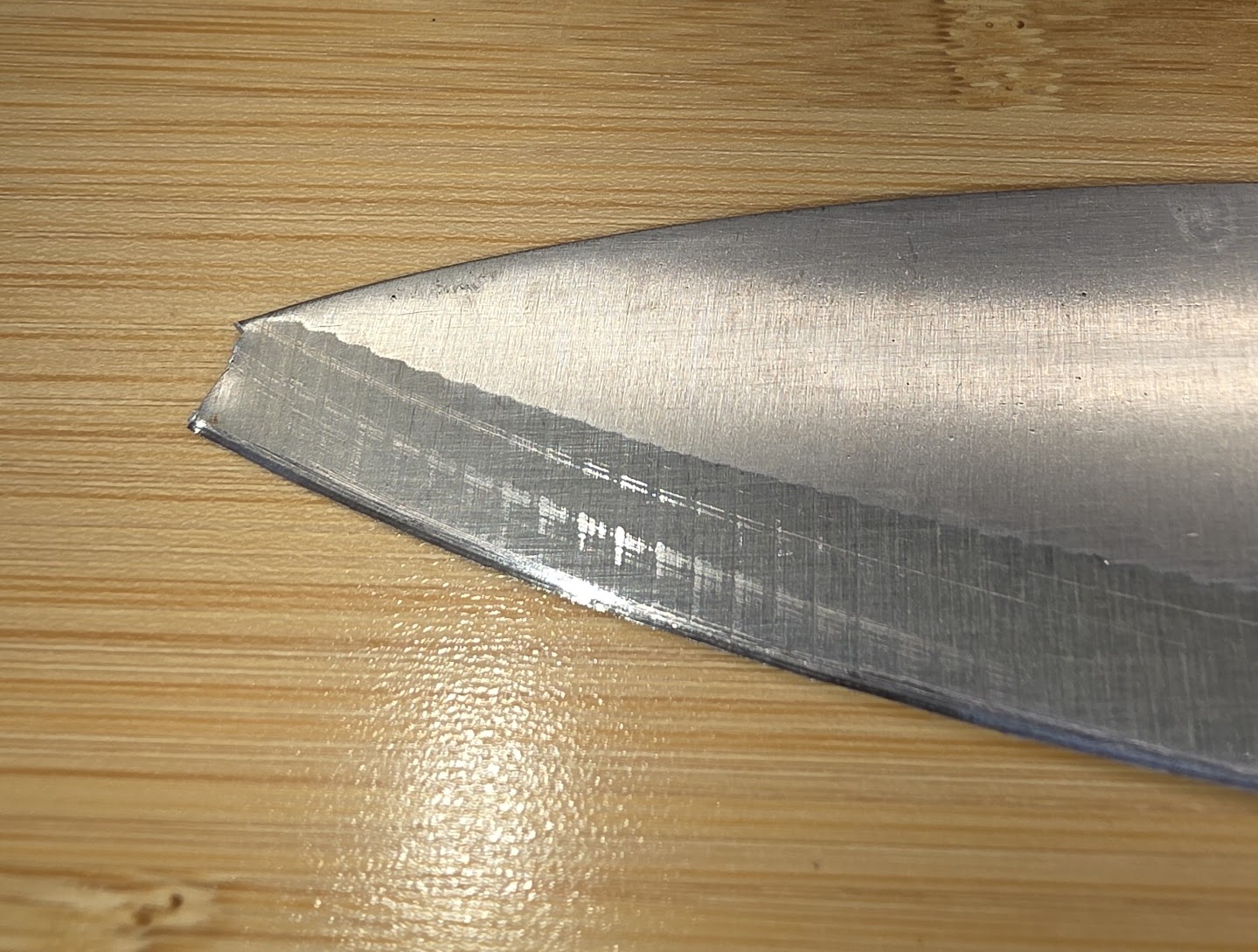 Broken knife tip close-up